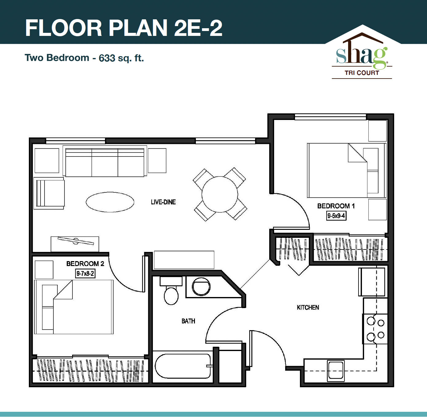 Tri Court 2 Bedroom Featured Floor Plan