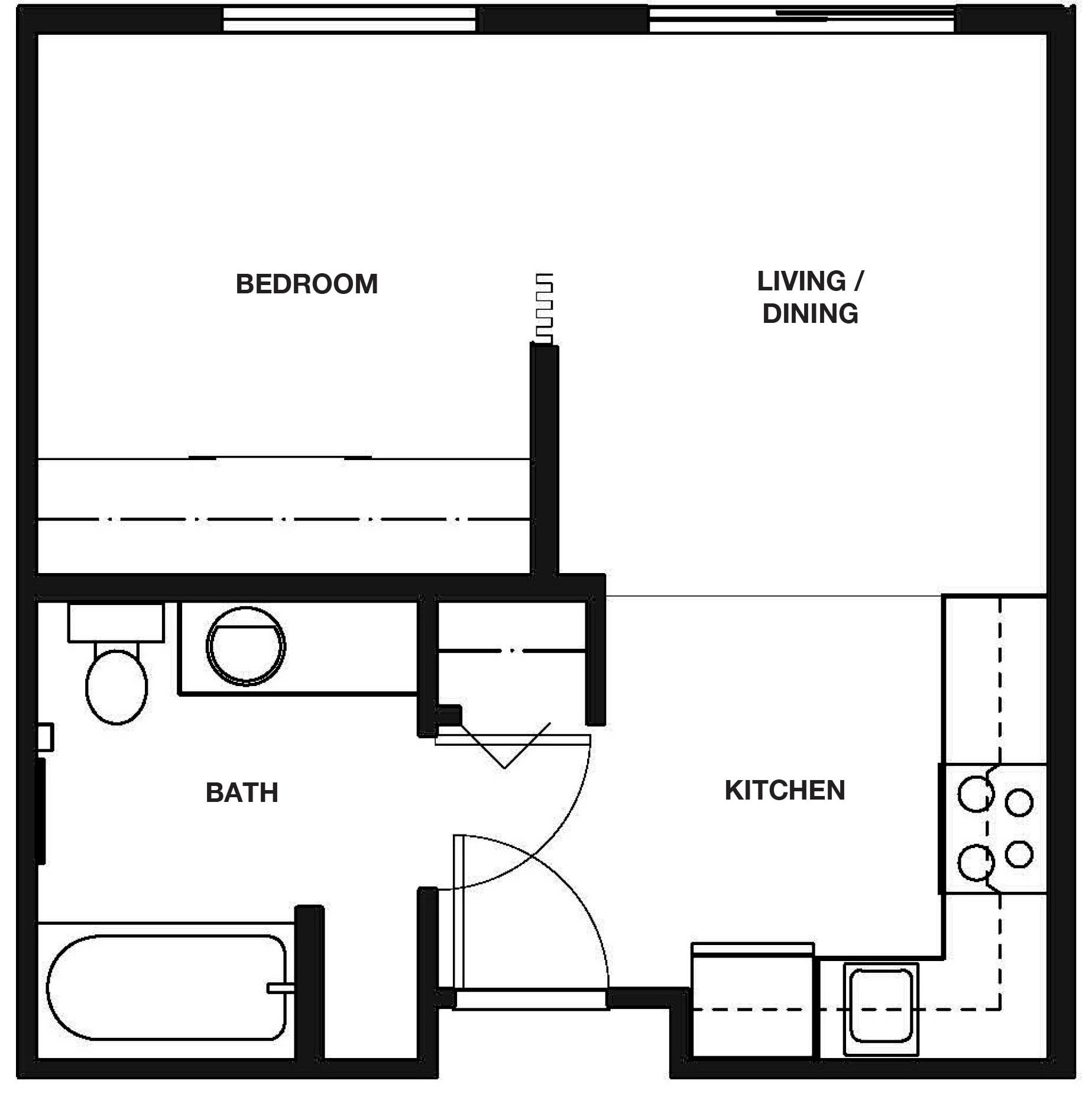 Titus Village Floor Plan 1 Bedroom